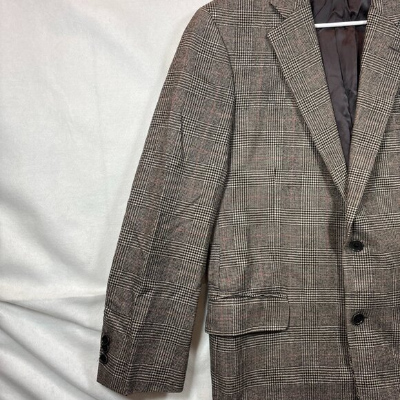 Brooks Brother Madision 1818 Mens Brown & Black  Plaid Blazer Suit Jacket 40R - Picture 7 of 16